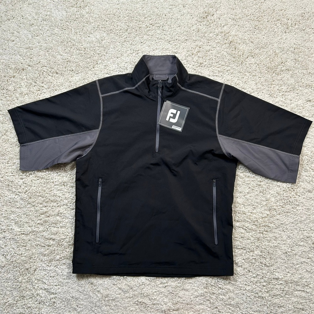 FootJoy Sport Wind Shirt Small Black Short Sleeve Half Zip Golf New with Tags